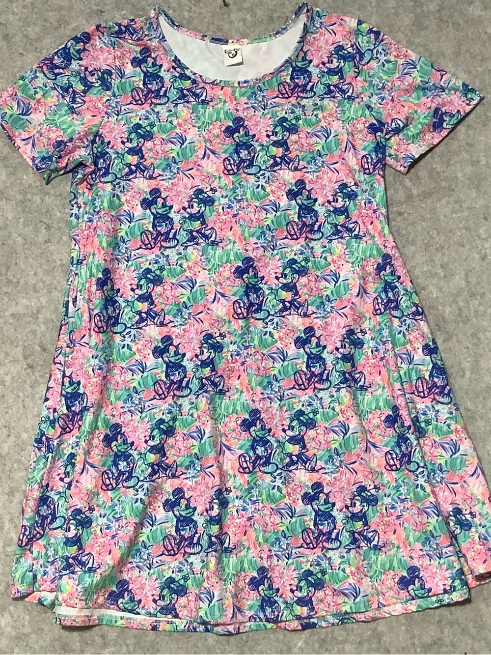 POCKETS!!! Pink Green Blue Tropical Floral Dress inspired by Disney motif - Picture 2 of 7